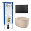 QeramiQ Dely Swirl Toiletset - 36.3x51.7cm - Geberit UP720 Duofix Sigma inbouwreservoir - 35mm zitting - mat zwarte bedieningsplaat - ronde knoppen - mat beige SW1413995