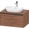 Duravit Ketho.2 Wastafelonderbouwkast - inclusief consoleplaat - met 1 lade - 80x55x45.9cm - met handgreep antraciet - noten mat SW771917