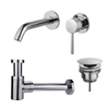 FugaFlow Eccelente Sobrado Slim Slim Kit mitigeur lavabo - robinet encastrable - bonde non-obturable - siphon design bas - Chrome brillant SW1124318