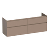 BRAUER Delight meuble sous-lavabo - 140x46x60cm - 4 tiroirs à fermeture en douceur - sans poignées - 2 découpes pour siphon - moka mat SW1199403