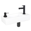 Differnz Sapon pack lave-mains – 42,5 x 18,5 x 9 cm – céramique blanche – robinet noir mat SW717340
