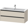 Duravit Ketho.2 Wastafelonderbouwkast - met 2 laden - voor enkele wastafel - 121x48x55cm - met grepen antraciet - taupe supermat SW773127
