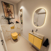 MONDIAZ TURE-DLUX Meuble toilette - 60cm - Ocher - EDEN - vasque Frappe - position centrale - sans trou de robinet SW1102905