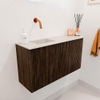 Mondiaz JOYA-DLUX 81.6cm toiletmeubel - ronding rechts kleur Walnut - Wastafel FAYE positie Links Zonder kraangat kleur Meli. SW1424436