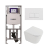 QeramiQ Dely Ensemble WC - 36.3x51.7cm - cuvette profonde - rimless - Réservoir encastré avec mécanisme de chasse Geberit UP320 - abattant WC softclose 35 mm - plaque de commande blanche brillante - boutons rectangulaires - blanc mat SW1413221