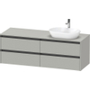 Duravit Ketho.2 Wastafelonderbouwkast - inclusief consoleplaat - met 4 laden - voor waskom rechts - 160x55x56.8cm - met handgrepen antraciet - betongrijs mat SW771863