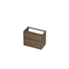 INK Wastafelonderkast - 80x45x65cm - 2 lades - greeploos - met houten keerlijst - MFC - Zuiver eiken SW693201