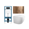 Adema Salina 2.0 Ensemble de toilettes - 48.5x36x32cm - cuvette profonde - sans bride de rinçage - réservoir encastré QeramiQ - softclose - quickrelease - abattant de toilettes - plaque de commande en métal cuivré - boutons ronds - blanc SW1474589