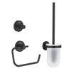 Grohe Start Cube Accessoireset 3-in-1 - closetrolhouder zonder klep - handdoekhaak - closetborstelgarnituur met glazen inzet - matte black (mat zwart) SW968349