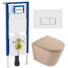 QeramiQ Dely Ensemble WC - 36,3x51,7cm - cuvette profonde - sans bride - réservoir encastré Geberit UP720 - abattant WC à fermeture amortie - plaque de commande blanc mat - boutons rectangulaires - beige mat SW1426525