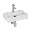 Fortifura Fuente pack lave-mains – rectangulaire – 38 x 24 x 8 cm – marbre blanc – robinet chromé SW1111479