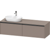 Duravit Ketho 2 meuble bas pour lavabo avec plan de console avec 2 tiroirs pour vasque à gauche 160x55x45.9cm avec poignées anthracite basalte mat SW771880