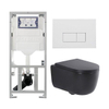 QeramiQ Dely Swirl Toiletset - 36.3x51.7cm - Geberit UP320 inbouwreservoir - met Burda frame - 35mm zitting - mat witte metalen bedieningsplaat - rechthoekige knoppen - mat zwart SW1138607