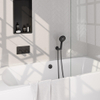 BRAUER Black Edition mitigeur de baignoire encastré thermostatique - boutons-poussoirs SET 04 - combinaison de remplissage de baignoire - douchette 3 jets - flexible de douche - coude de raccordement mural - noir mat SW925414