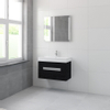 Bruynzeel Mino badmeubelset 56x80x38cm 1 kraangat 1 wasbak 2 lades met spiegel met softclose zwart eiken SW384644 Bruynzeel Mino badmeubelset 56x80x38cm 1 kraangat 1 wasbak 2 lades met spiegel met softclose zwart eiken SW384644