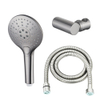 Fortifura Calvi Handdoucheset - diameter 12cm - rond - 3 straalsoorten - met houder - met anti twist - slang - 150cm - PVD - geborsteld RVS SW1159481