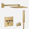 GROHE SmartControl Ensemble de douche de pluie encastré – boîtiers d'encastrement – boutons anthracite – douche de tête carrée – douchette à main bâton – Cool Sunrise brossé SW1592207