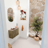 Mondiaz JOYA-DLUX 61.6cm meuble de toilette - arrondi droit couleur Dusk - Vasque FAYE position Gauche 1 trou de robinet couleur Arena. SW1426268