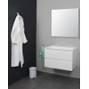 Basic Bella Meuble avec lavabo acrylique 80x55x46cm sans trou de robinet avec miroir Blanc brillant SW398136