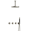 Hotbath Cobber X IBSX70 Set de douche de tête encastrée - pomme de douche 30cm - bras de plafond 15cm - douchette barre 1 jet - nickel brossé SW678063