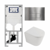 QeramiQ Dely Toiletset - 36.3x51.7cm - diepspoel - rimless - Geberit UP320 inbouwreservoir - softclose toilet zitting - 35mm - steel bedieningsplaat - rechthoekige knoppen - mat wit SW1235392