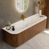 MONDIAZ KURVE-DLUX 150cm Meuble salle de bain avec module 25 G et D - couleur Walnut - 1 tiroir - 2 portes - vasque BIG MEDIUM centre - 1 trou de robinet - couleur Frappe SW1137423