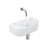 QeramiQ Fuente fonteinset – halfrond – 40x21.5x12 cm – keramiek wit glans – chromen kraan – geribbeld SW1233078