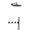 Hotbath Cobber IBS70 Regendoucheset - inbouw - 38.5cm wandarm - 30cm ronde hoofddouche - staafhanddouche - mat/glans verouderd ijzer (zwart) SW677618