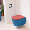 Mondiaz LAVIE hangtoilet – spoelrandloos – 36 x 53 cm – met softclose zitting – Jeans (blauw), zitting Fire (rood) SW1208618