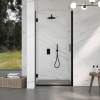 FugaFlow Eccelente Vetro Porte de douche - 70x200cm - charnières - poignée de porte - plat - verre de sécurité clair - Noir mat SW1469486