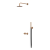IVY Concord Ensemble de douche de tête - encastré - symmetry - inverseur-arrêt 2 voies - bras mural 40 cm - pomme de tête medium 20 cm - support avec sortie - flexible de douche 150 cm - douchette barre - ACIER INOX 316 - cuivre brossé mat PVD SW1031964