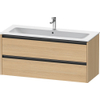 Duravit Ketho.2 Wastafelonderbouwkast - met 2 laden - voor enkele wastafel - 121x48x55cm - met grepen antraciet - natuur eiken mat SW772786