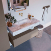 Mondiaz ALAN-DLUX Ensemble de meuble - 100cm - meuble Smoke mat - 1 tiroir - Lavabo Cloud Glace suspendu - vasque Centre - 0 trous de robinet SW805768