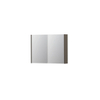 INK SPK1 Spiegelkast - 80x14x60cm - 2 deuren - dubbelzijdige Spiegel - schakelaar en stopcontact - MDF lak taupe mat SW493545