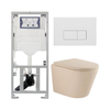 QeramiQ Dely Toiletset - 36.3x51.7cm - diepspoel - rimless - Geberit UP320 inbouwreservoir - softclose toilet zitting 35 mm - mat witte bedieningsplaat - rechthoekige knoppen - mat beige SW1236518