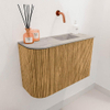 Mondiaz JOYA-DLUX 61.6cm toiletmeubel - ronding links kleur Oak - Wastafel FAYE positie Rechts Zonder kraangat kleur Glace. SW1421987