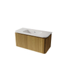 Royal Plaza Terra Ensemble meuble de salle de bains - 100x47x46cm - vasque en céramique blanc brillant - 1 vasque - sans trou de robinet - 2 tiroirs - sandwood (chêne clair) SW1441225