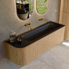 MONDIAZ KURVE 145cm Meuble salle de bain avec module 25 G - couleur Oak - 1 tiroir - 1 porte - vasque BIG LARGE droite - sans trous de robinet - Urban SW1138386