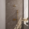 BRAUER Gold Carving Douche de tête thermostatique encastrée - boutons-poussoirs - SET 63 - pomme de douche 20cm - bras mural courbé - douchette barre - flexible de douche - barre de douche intégrée - or brossé PVD SW925635