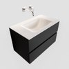 ENSEMBLE DE MEUBLE MONDIAZ VICA - 80cm - 2 tiroirs - lavabo Cloud central - 0 trous de robinet - solid surface urban SW410152