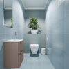 MONDIAZ ADA Toiletmeubel - 40x30x50cm - 1 kraangat - 2 lades - smoke mat - wasbak links - Solid surface - Wit SW472565