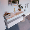 Mondiaz ALAN-DLUX Ensemble de meuble - 110cm - meuble Cale mat - 1 tiroir - Lavabo Cloud Frappe suspendu - vasque Droite - 1 trou de robinet SW805229