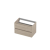 INK Wastafelonderkast - 80x45x52cm - 2 lades - greeploos - met houten keerlijst - MFC - Ivoor eiken SW798463