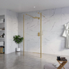 Fortifura Galeria Vrijstaande Inloopdouche - 90x200cm - helder - antikalk - 8mm veiligheidsglas - 2 zijwanden - 40cm - wandsteunen en hoekprofielen - PVD - geborsteld messing (goud) SW993123