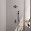 Brauer Gunmetal Carving Ensemble de douche pluie encastré - douche principale 30cm - bouton carving - douchette à main Barre 1 fonction - glijstang - PVD - gunmetal brossé SW715981