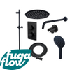 FugaFlow Eccelente Sobrado Ensemble de douche pluie encastrable - thermostatique - bras mural - barre curseur - pommeau 25cm - douchette ronde - Noir mat SW1124078