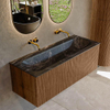 MONDIAZ KURVE-DLUX 120cm Meuble salle de bain - couleur Walnut - 1 tiroir - vasque BIG LARGE centre - sans trou de robinet - couleur Lava SW1137267