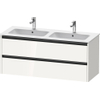 Duravit Ketho.2 Wastafelonderbouwkast - met 2 laden - voor dubbele wastafel - 128x48x55cm - met grepen antraciet - hoogglans wit SW771850