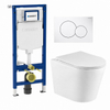 QeramiQ Dely Pack WC - réservoir encastré Geberit UP320 Burda - plaque de déclenchement blanche - WC - abattant - blanc brillant SW643466