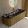 Mondiaz KURVE-DLUX Ensemble de meuble de salle de bains - 125x46x40cm - 1 tiroir - 1 porte - lavabo solid surface - droit - 1 trou de robinet - Dusk SW1415260